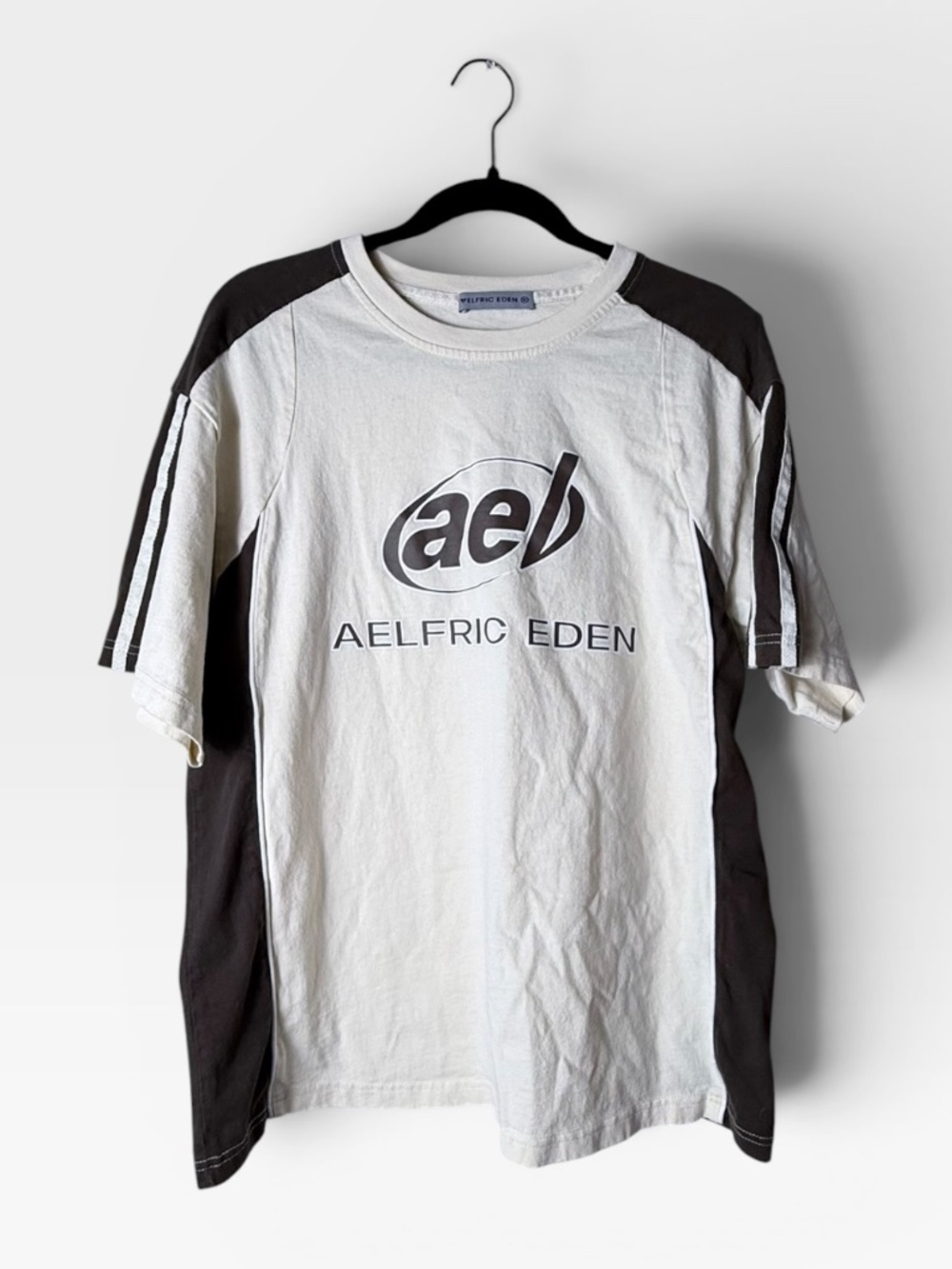 Aelfric Eden Graphic Tee Size Medium Tan and Brown Colorblock Short Sleeve‎ (Q)